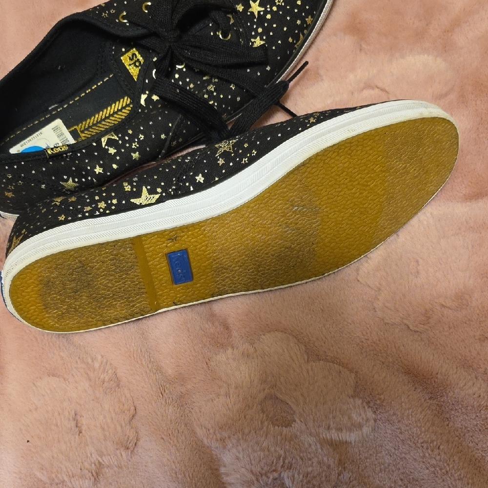 Keds Kids Black Sneakers with Gold Stars - Picture 3 of 3